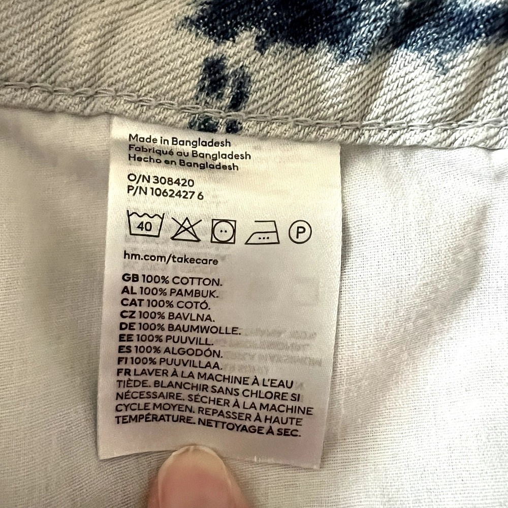 H&M &Denim Tie Dye Denim Mini Skirt Sz S Acid Wash Raw Hem‎ Y2K Indie Sleaze - Picture 7 of 7